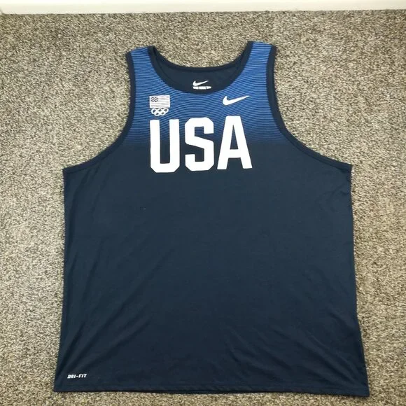 Team USA Shirt 2016 Olympics Tank Top Nike Dri Fit Flowmotion Logo Mens 2XL